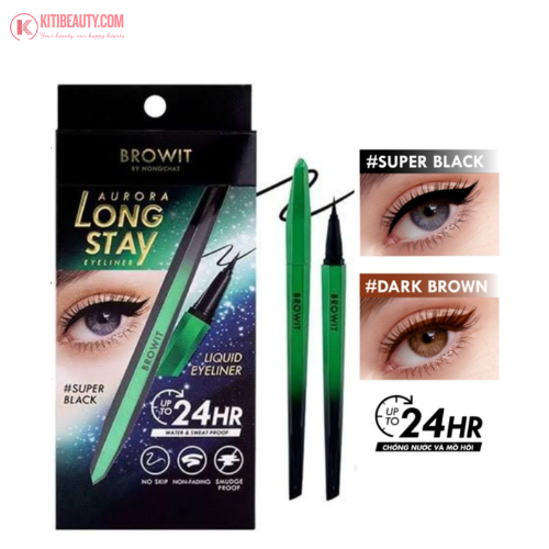 Kẻ Mắt Siêu Mảnh Chống Nước Browit by Nongchat Aurora Long Stay Eyeliner 0.5g